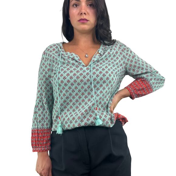 Boden Turquoise Floral Tunic Blouse - Picture 1 of 10